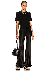 Enza Costa Satin Bias Cut Pant in Black, view 4, click to view large image.