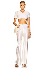 Enza Costa Bias Cut Satin Pant in Cloud, view 4, click to view large image.