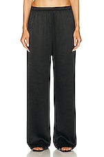 Enza Costa Satin Wide Leg Pant in Black, view 1, click to view large image.