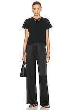 Enza Costa Satin Wide Leg Pant in Black, view 4, click to view large image.