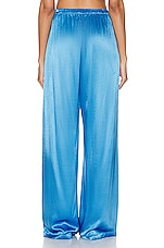 Enza Costa Satin Wide Leg Pant in Pool Blue, view 3, click to view large image.