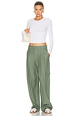 Enza Costa Cargo Trouser in Sage, view 4, click to view large image.