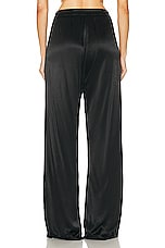 Enza Costa Pleated Satin Pant in Black, view 3, click to view large image.