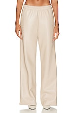 Enza Costa Soft Leather Straight Leg Pant in Khaki, view 1, click to view large image.