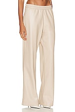 Enza Costa Soft Leather Straight Leg Pant in Khaki, view 2, click to view large image.