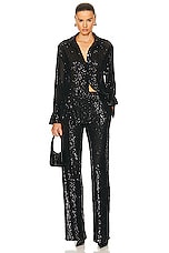 Enza Costa Sequin Pant in Black, view 4, click to view large image.