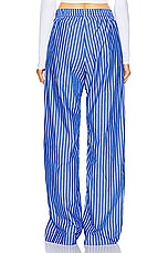 Enza Costa Poplin Resort Pant in Blue & White, view 3, click to view large image.