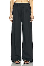 Enza Costa Poplin Resort Pant in Black, view 1, click to view large image.