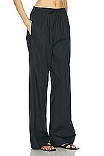 Enza Costa Poplin Resort Pant in Black, view 2, click to view large image.