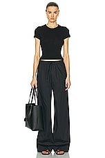 Enza Costa Poplin Resort Pant in Black, view 4, click to view large image.