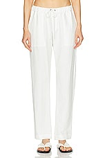 Enza Costa Twill Easy Pant in Off White, view 1, click to view large image.