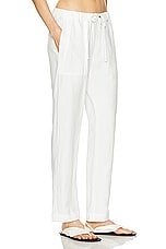 Enza Costa Twill Easy Pant in Off White, view 2, click to view large image.