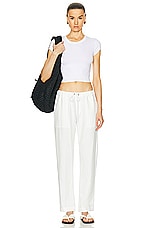 Enza Costa Twill Easy Pant in Off White, view 4, click to view large image.