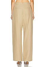 Enza Costa Twill Pleated Pant in Tan, view 3, click to view large image.