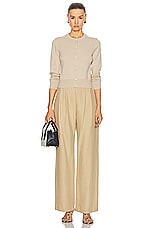 Enza Costa Twill Pleated Pant in Tan, view 4, click to view large image.