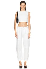 Enza Costa Twill Utility Pant in Off White, view 4, click to view large image.