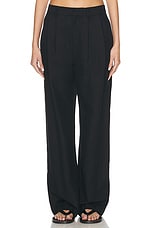 Enza Costa Twill Sartorial Pant in Black, view 1, click to view large image.