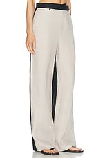 Enza Costa Linen Colorblock Trouser in Flax & Black, view 1, click to view large image.