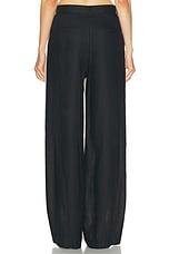 Enza Costa Linen Colorblock Trouser in Flax & Black, view 4, click to view large image.