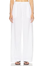 Enza Costa Seersucker Resort Pant in White, view 1, click to view large image.