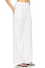 Enza Costa Seersucker Resort Pant in White, view 2, click to view large image.
