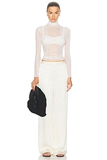 Enza Costa Textured Satin Pant in Antique Cream, view 5, click to view large image.