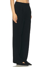 Enza Costa Crepe Pleated Wide Leg Pant in Black, view 2, click to view large image.