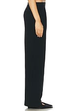 Enza Costa Crepe Pleated Wide Leg Pant in Black, view 3, click to view large image.