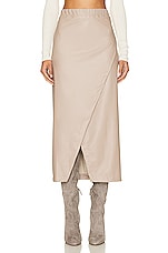 Enza Costa Matte Vegan Leather Wrap Skirt in Putty, view 1, click to view large image.