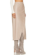 Enza Costa Matte Vegan Leather Wrap Skirt in Putty, view 2, click to view large image.