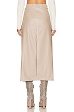 Enza Costa Matte Vegan Leather Wrap Skirt in Putty, view 3, click to view large image.