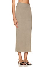 Enza Costa Stretch Silk Knit Essential Skirt in Olive Oil, view 2, click to view large image.