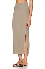 Enza Costa Stretch Silk Knit Essential Skirt in Olive Oil, view 3, click to view large image.