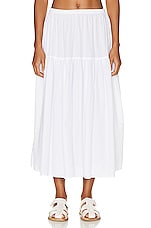 Enza Costa Cool Cotton Tiered Maxi Skirt in White, view 1, click to view large image.