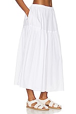 Enza Costa Cool Cotton Tiered Maxi Skirt in White, view 2, click to view large image.