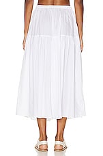 Enza Costa Cool Cotton Tiered Maxi Skirt in White, view 3, click to view large image.