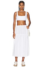 Enza Costa Cool Cotton Tiered Maxi Skirt in White, view 4, click to view large image.