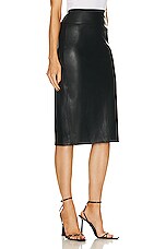 Enza Costa Soft Leather Pencil Skirt in Black, view 2, click to view large image.