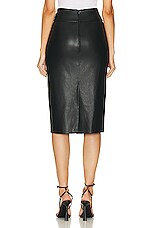 Enza Costa Soft Leather Pencil Skirt in Black, view 3, click to view large image.