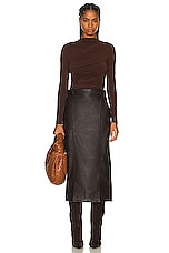 Enza Costa Soft Leather Trouser Skirt in Espresso, view 4, click to view large image.