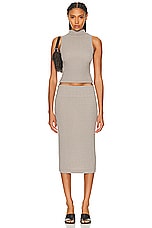 Enza Costa Puckered Pencil Skirt in Limestone, view 4, click to view large image.