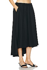 Enza Costa Twill Circle Skirt in Black, view 2, click to view large image.