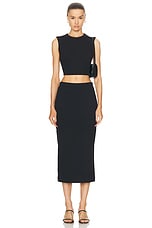 Enza Costa Textured Jacquard Skirt in Black, view 4, click to view large image.