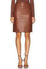 Enza Costa Knee Length Leather Skirt in Nutshell, view 1, click to view large image.