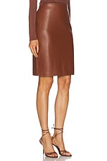 Enza Costa Knee Length Leather Skirt in Nutshell, view 2, click to view large image.