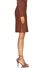 Enza Costa Knee Length Leather Skirt in Nutshell, view 3, click to view large image.