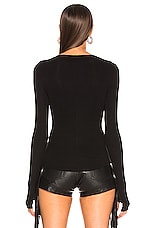 Enza Costa for FWRD Silk Rib Henley in Black, view 3, click to view large image.