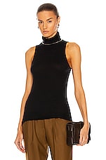 Enza Costa Cashmere Halter Turtleneck Top in Black, view 1, click to view large image.