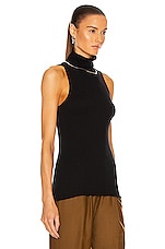 Enza Costa Cashmere Halter Turtleneck Top in Black, view 2, click to view large image.