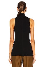 Enza Costa Cashmere Halter Turtleneck Top in Black, view 3, click to view large image.